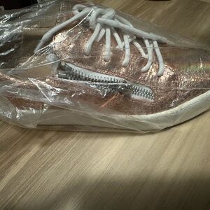 GIUSEPPE ZANOTTI Nicki Low Top Leather Metallic Snakeskin Sneakers Size 38